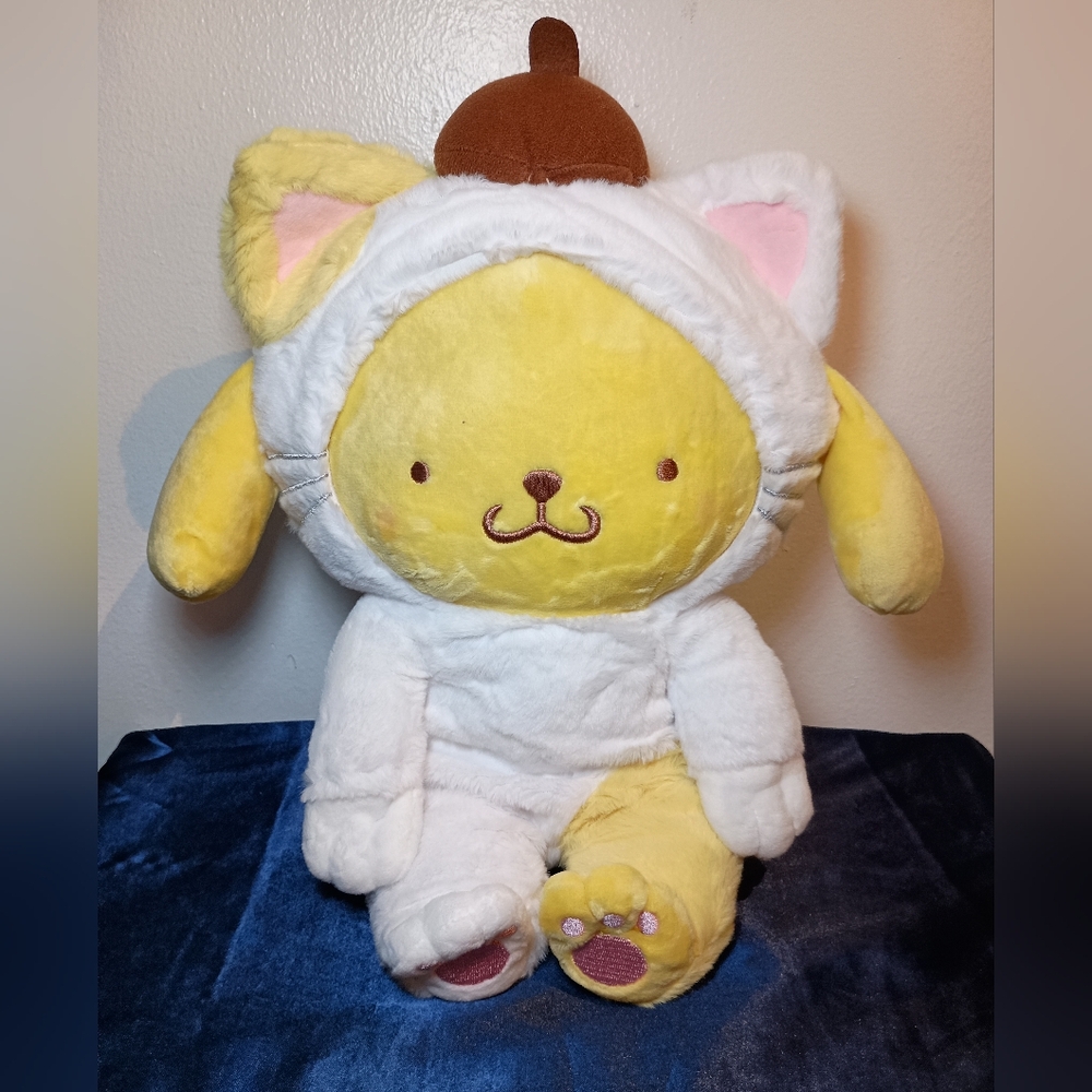 Sanrio Pompompurin Plushie 13” NWT Cat Costume Stuffed Animal Kawaii Collector - Picture 2 of 10